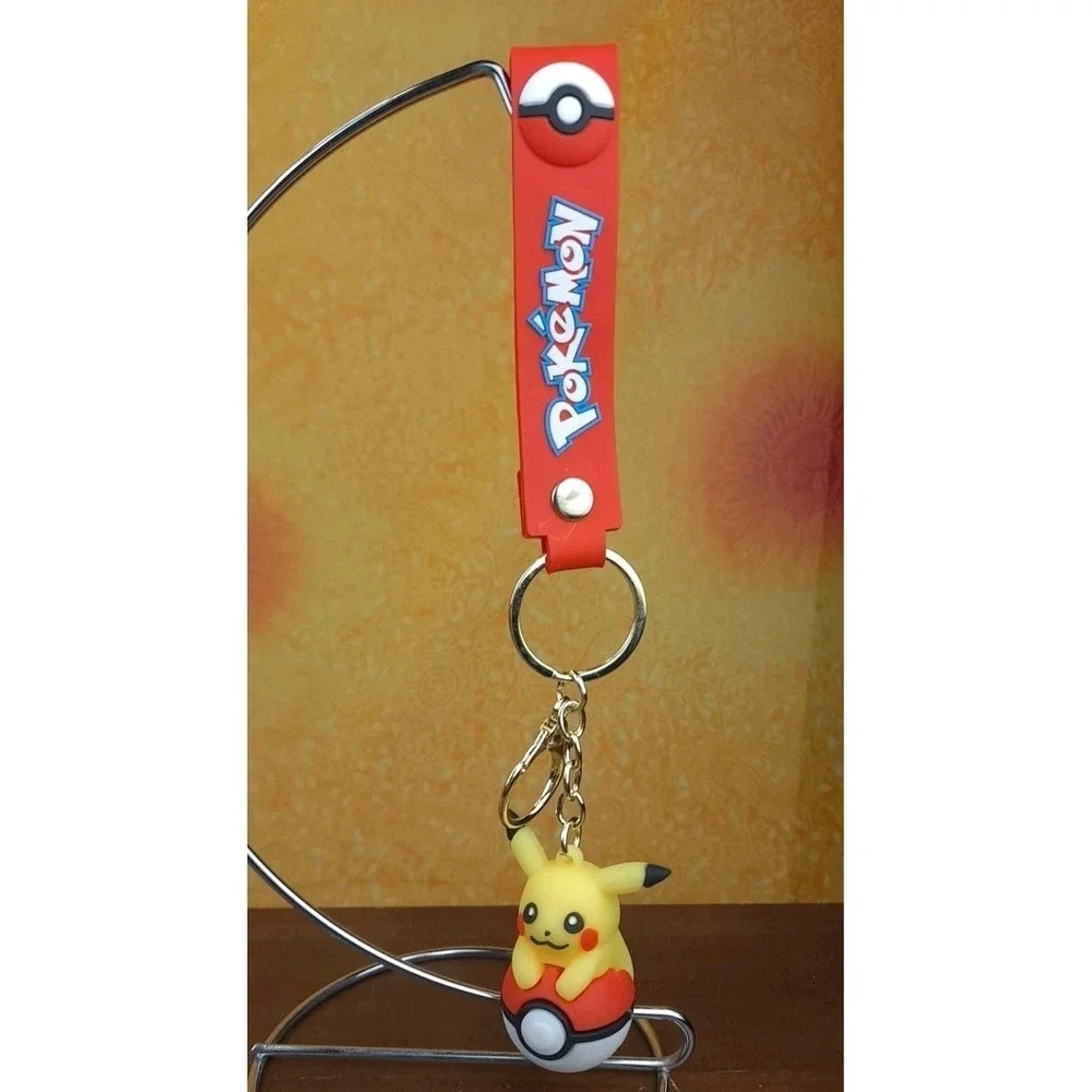 Pokemon Pokeball Keychain Pikachu Riding Pokeball 3D PVC